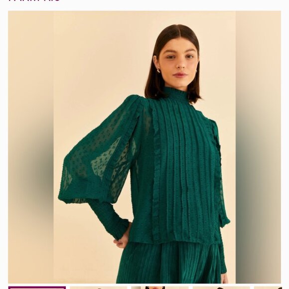 Farm Rio Ruffled Long Sleeve Blouse - Picture 1 of 2